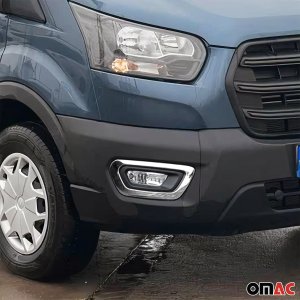 Ford Transit Fog Light Frame Cover - Omac - S.Steel - Gloss Silver - 2021-2025